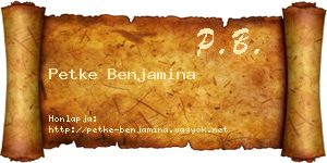 Petke Benjamina névjegykártya